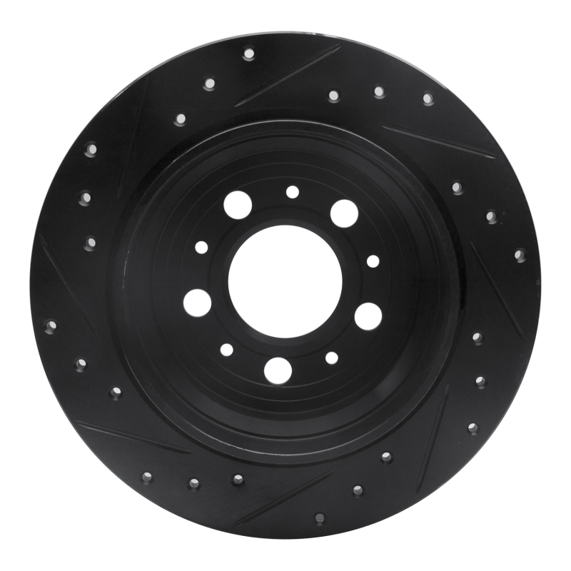 Volvo V70 Brake Rotor (1) - Rear Right - R1 Concepts - Drilled & Slotted - Black - `99-`09